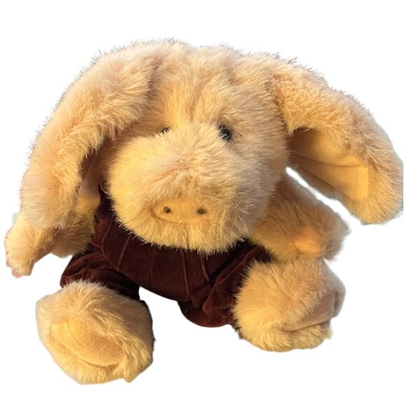 Vtg BOYDS BEARS "Primrose Pig" Purple Overalls Jointed Collectible Plush 10" T - Picture 14 of 16